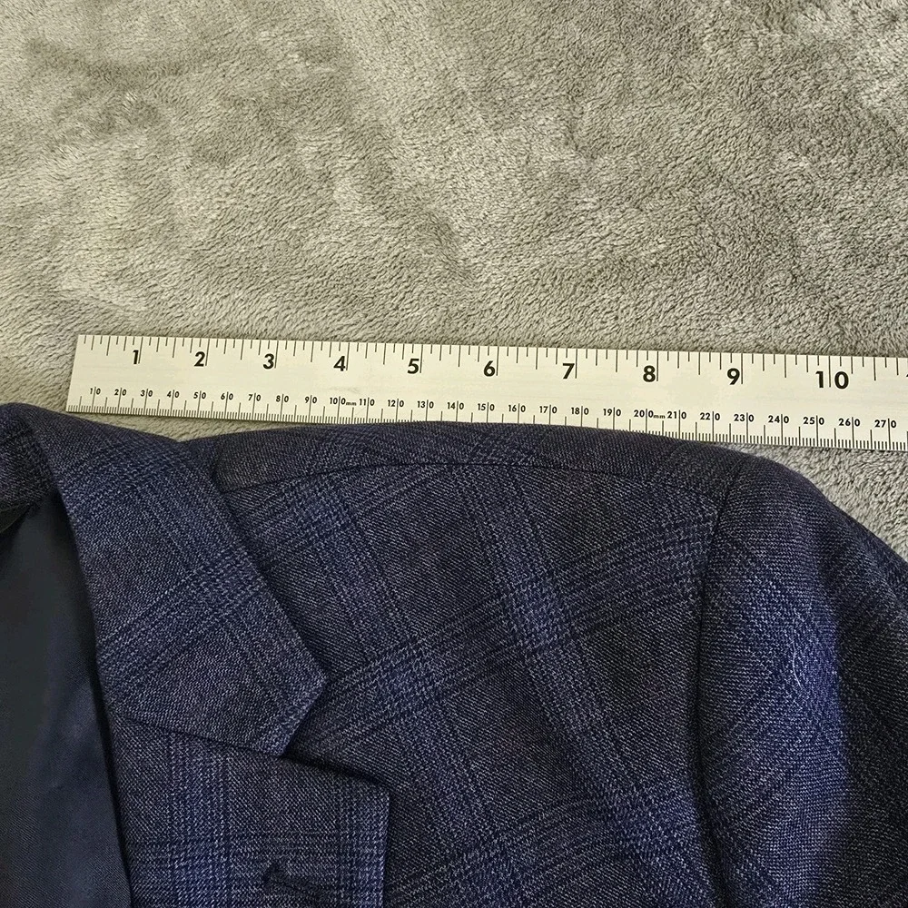Jos A Bank Blazer Mens 42R Blue Plaid Window Pane Pattern 80% Wool Classicore